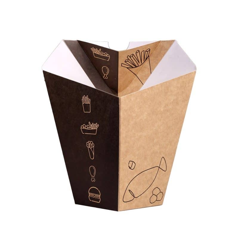 Rożek kartonowy stojący 600 ml z miejscem na sos Foodlove 200 sztuk