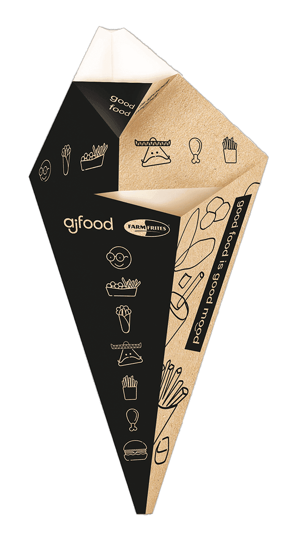 Rożek kartonowy 500 ml z miejscem na sos Foodlove 200 sztuk