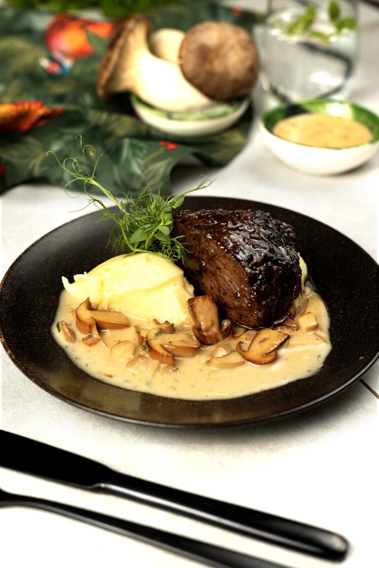 Beef cheek with boletus and truffle