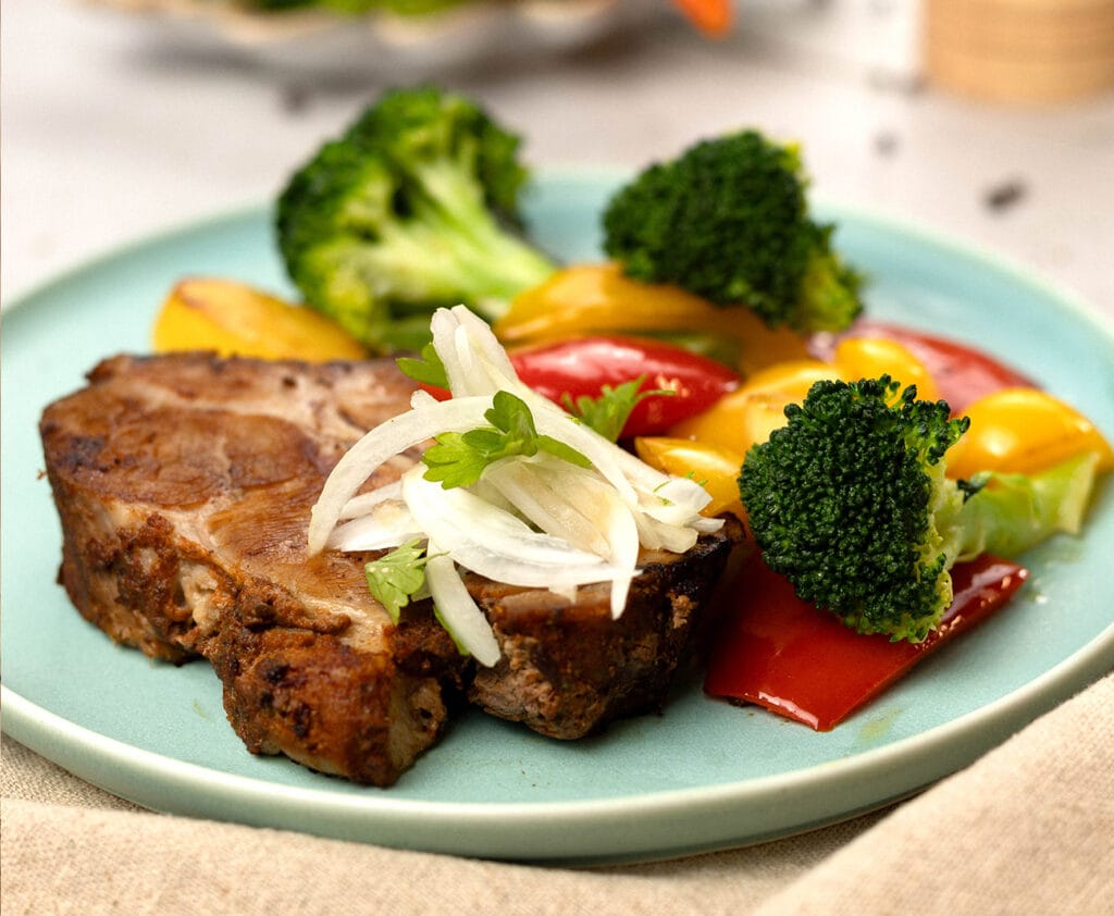 Pork neck + grilled vegetables