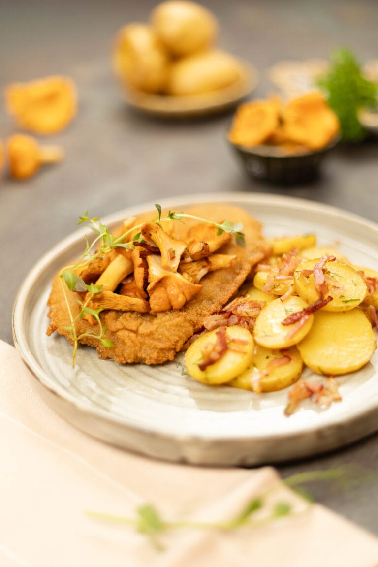 pork chop with chanterelles + potatoes